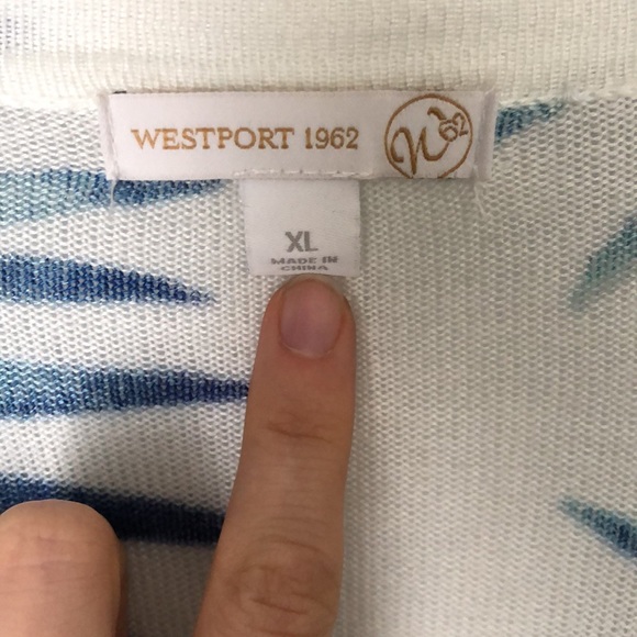 Blue and white palm frond open cardigan - Picture 3 of 5